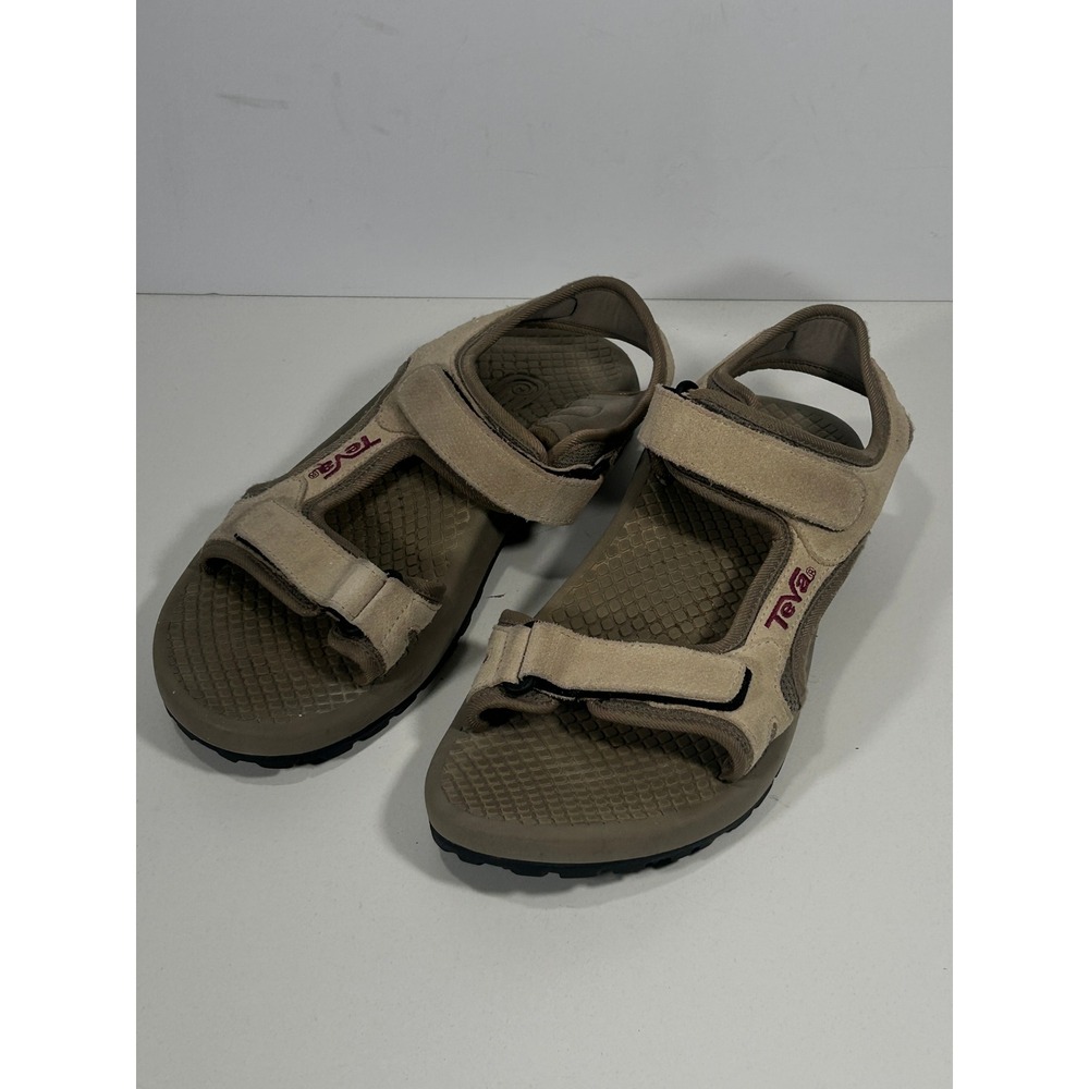 Teva Suede Hiking Sandals Tan Brown Adjustable Straps Outdoor Shoes size 9